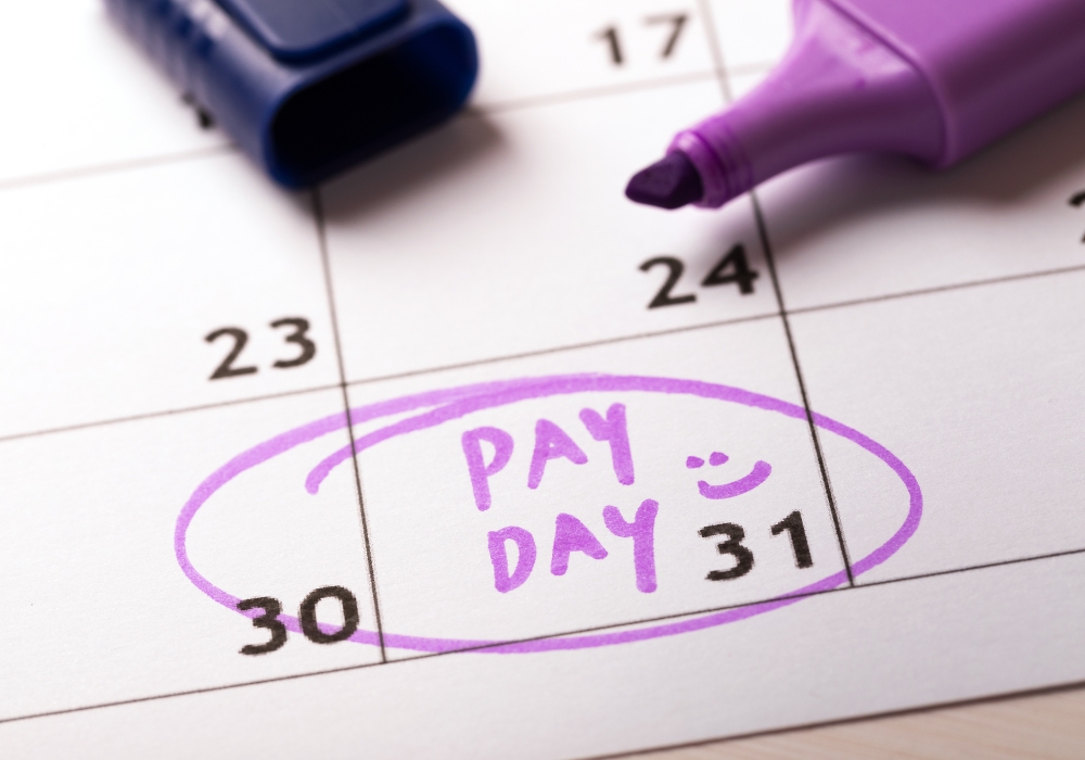pay day market on a calendar for physical therapy