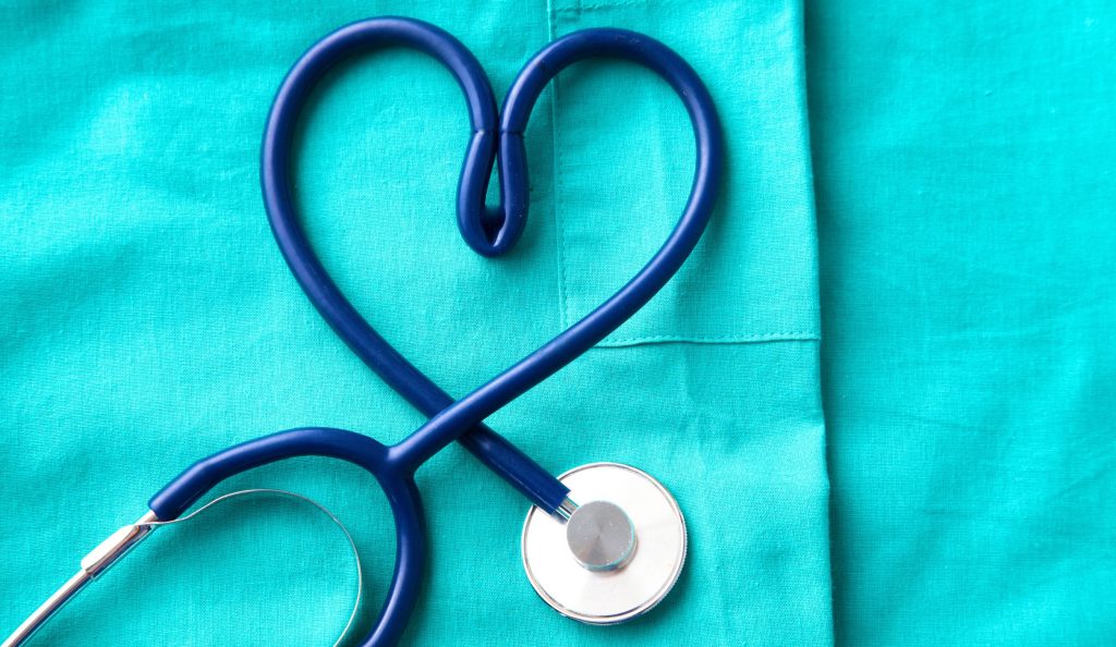 Stethoscope in the shape of a heart.